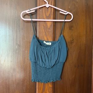 STRETCHY TEAL BLUE CROPPED TANK